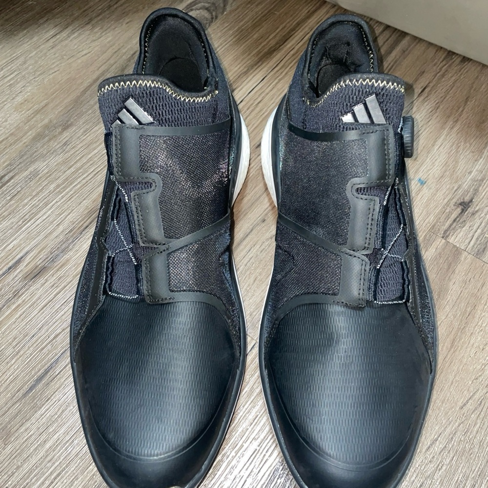 adidas Solarmotion BOA golf shoes in the Core Black and Solar Gold, Size 13